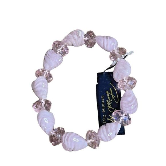 NWT Birch Hill Pink Bracelet Stretch Genuine Crystal Heart-Shaped - Picture 1 of 5